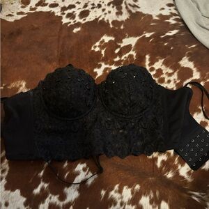 Elegant Black Lace Bustier